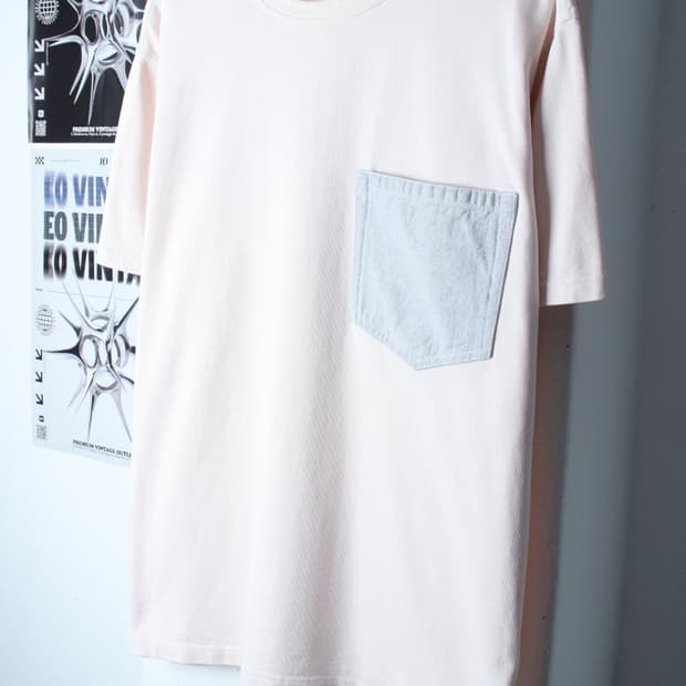 (M-XL) 코스 반팔 티셔츠 연핑크 포켓 놈코어-H30123