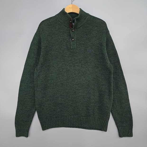 챕스(Chaps) 헨리넥 코튼니트 엘보패치 M