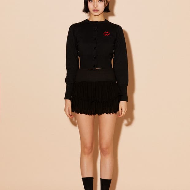 구해요) 팝시즈 SHEER JERSEY MINI SKIRT-BLACK