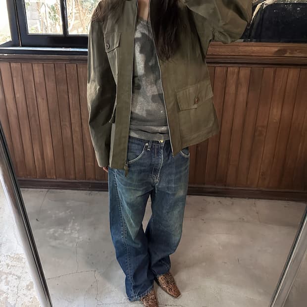 OR GLORY waxed cotton zip-up jacket