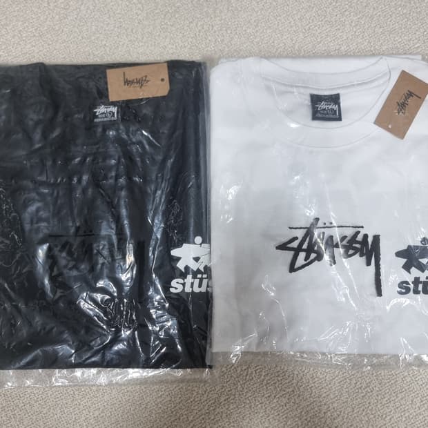 미개봉)정품)스투시서퍼 반팔 블랙/화이트