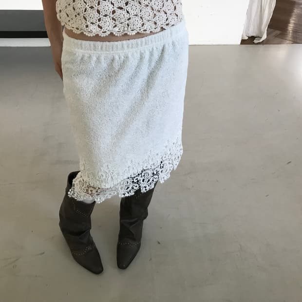 vintage ivory lace skirt