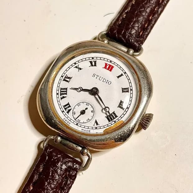 1920년대 빈티지 스위스 특이한 트렌치 워치 수동 시계 엔틱 SWISS