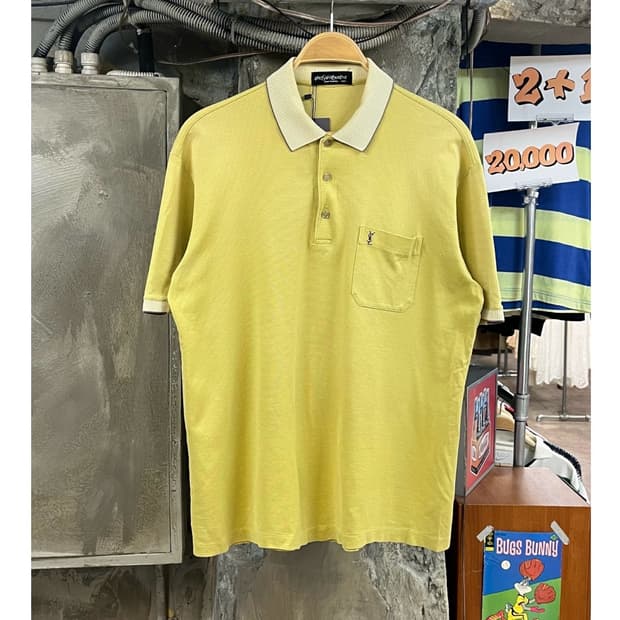 입생로랑 포켓 카라 반팔티 레몬 100 #csz3814