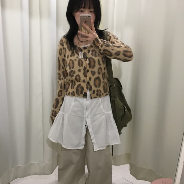 y2k 갸루 leopard cardigan