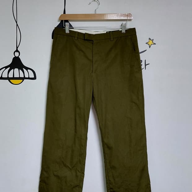 BEAMS BOY 신치백 올리브 카키 7부 치노 팬츠 (2호)