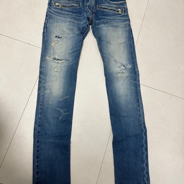 발망 데미지 워싱 바이커 데님 팬츠