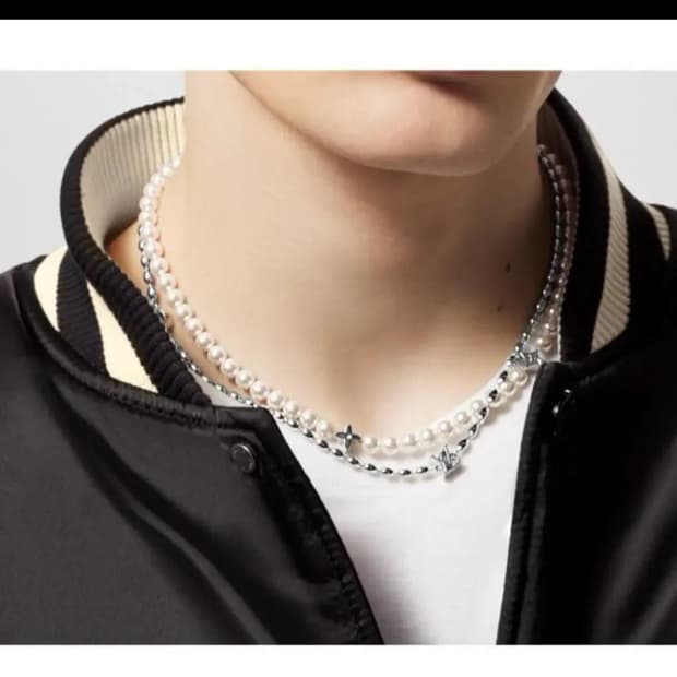 루이비통 펄 퓨전 목걸이 진주 실버 OS