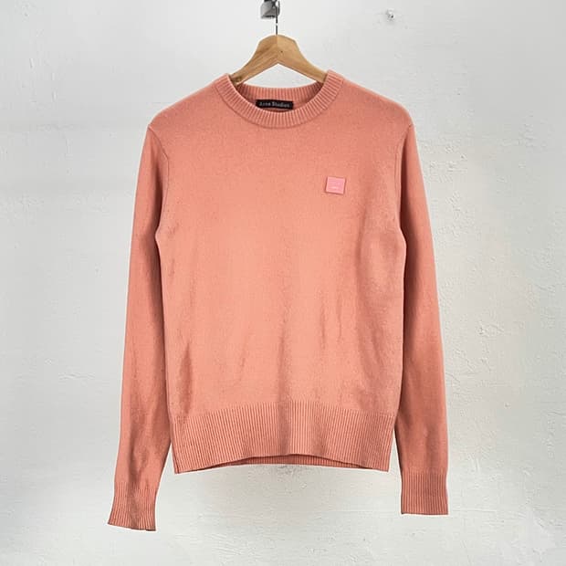 아크네 블러쉬 핑크 날론 페이스 울 니트 스웨터