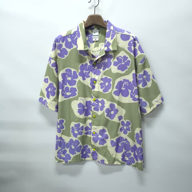 나이키 플라워 패턴 루즈핏 하와이안 반팔 셔츠 (~120)(빅사이즈)
