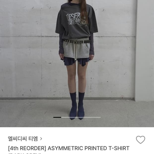 [새상품] 엘씨디씨티엠 Asymmetric printed 티셔츠 차콜