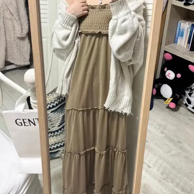 카키 롱원피스 빈티지 모리걸