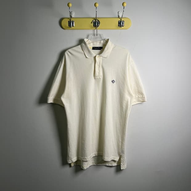 Dior 크리스찬 디올 무슈 빈티지 아이보리 반팔 폴로 셔츠 L