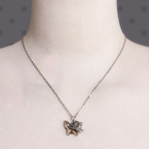 디올 아카이브 히메갸루 핀터깔 글리터 나비 팬던트 디올 큐빅 목걸이