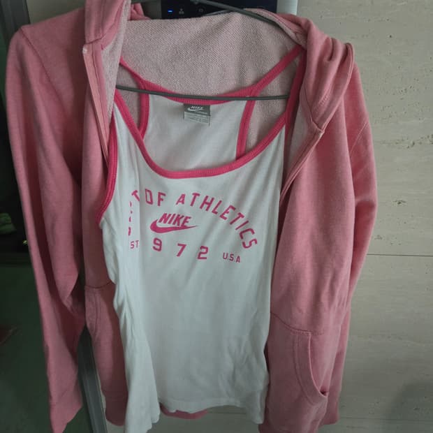 핑크후드집업+나이키핑크나시 상의셋 코코모리