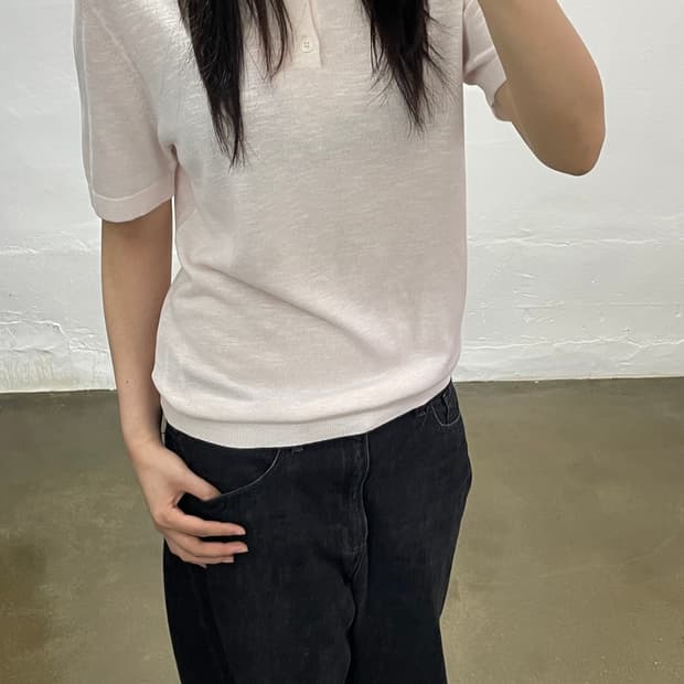 REISS 핑크 니트 반팔 티셔츠 S
