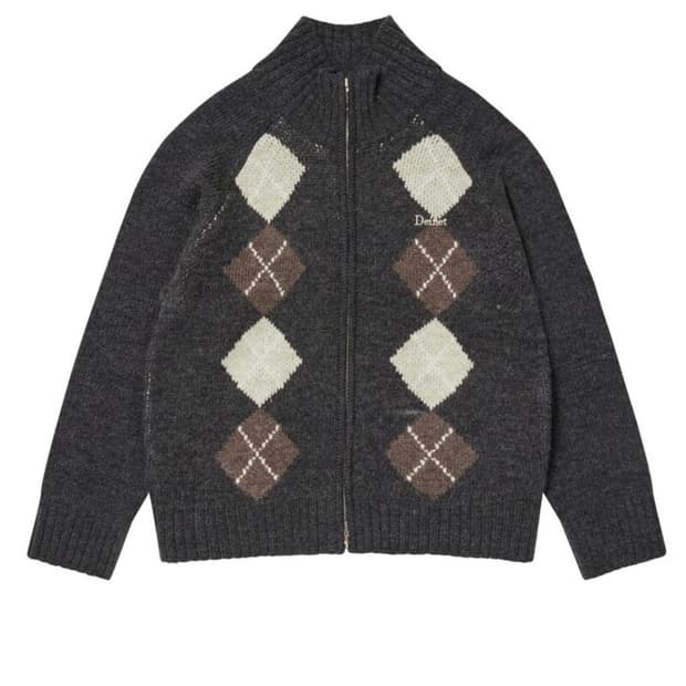 다이닛 deinet ARGYLE KNIT ZIP UP 니트집업 챠콜