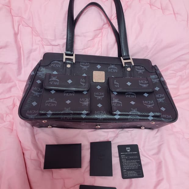 급처상태좋음!MCM엠씨엠 개런티카드내부택O 비세토스 토트백숄더핸드백가방
