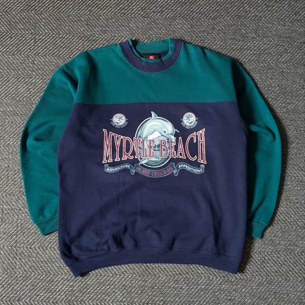 90s USA HANES 배색 빈티지 스웻셔츠 (105)