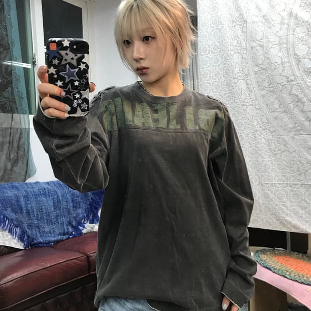 TBJ 빈티지 피그먼트 프린팅 롱슬리브 