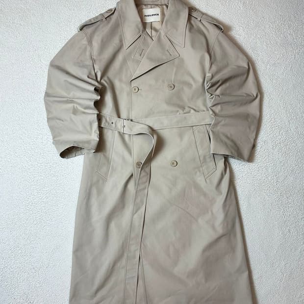인사일런스 23FW 더블 브레스티드 벨티드 트렌치 코트 PN7527