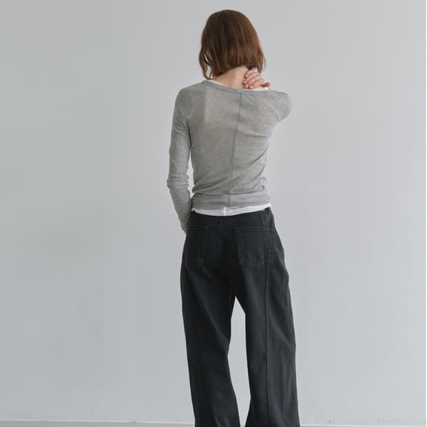 코어드 Tone curved denim (charcoal black)