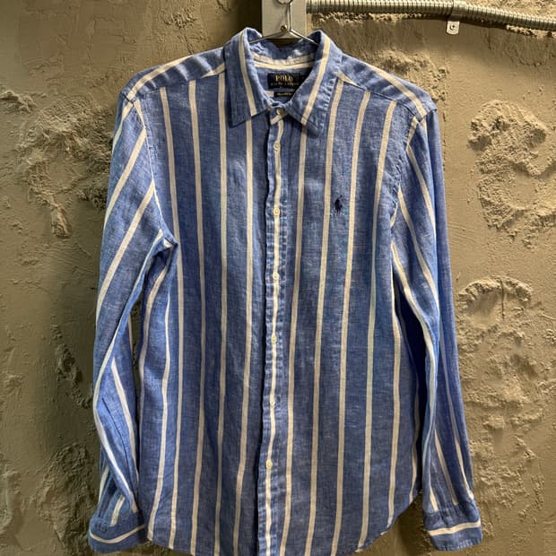 폴로 랄프로렌 린넨 스트라이프 셔츠 블루 S
