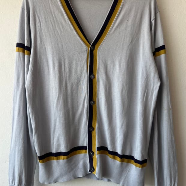 폴스미스 남성 그레이 브이넥 코튼가디건 
