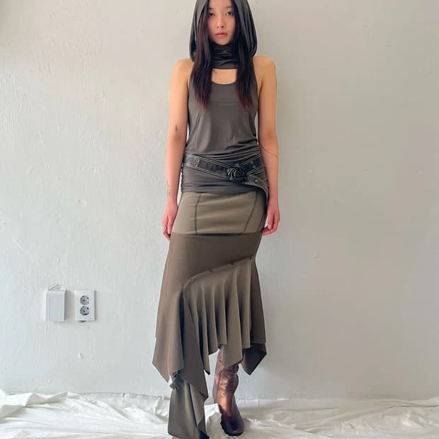 나체 미디원피스 뷔스티에 레이어드 드레스