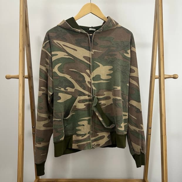 빈티지 80s 카모 후드집업 