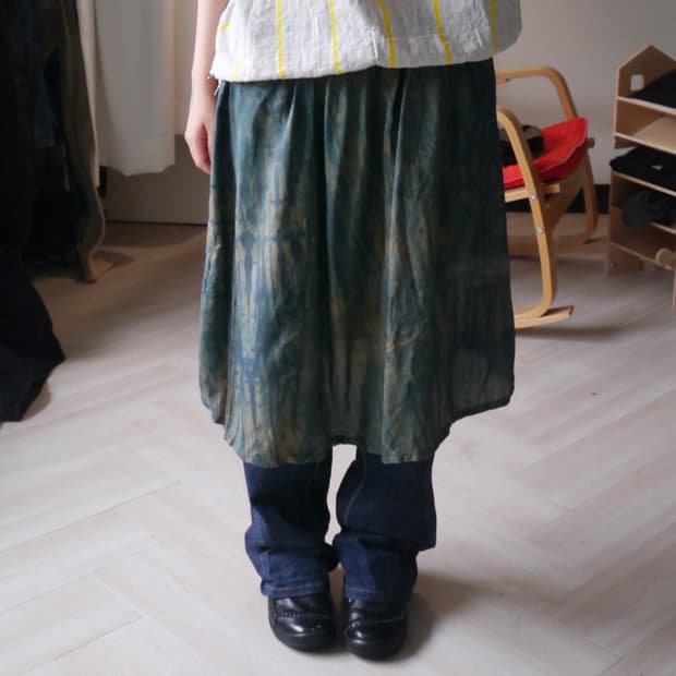 tie-dye satin skirt