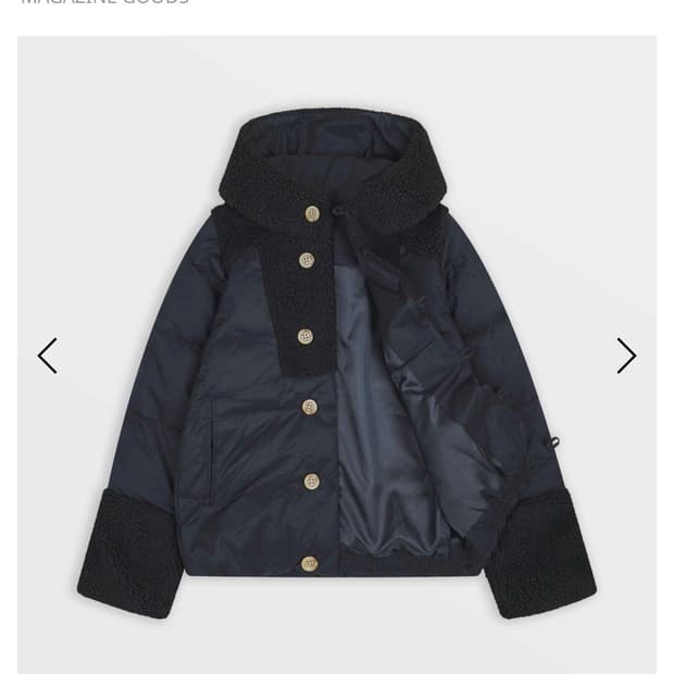 Fleece Button Hooded Down Jacket (Black)