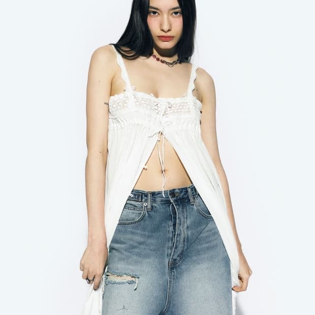 에즈이프캘리 LACE TRIM MAXI DRESS WHITE