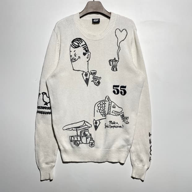 디젤 55DSL 빈티지 그래픽 니트 스웨터 