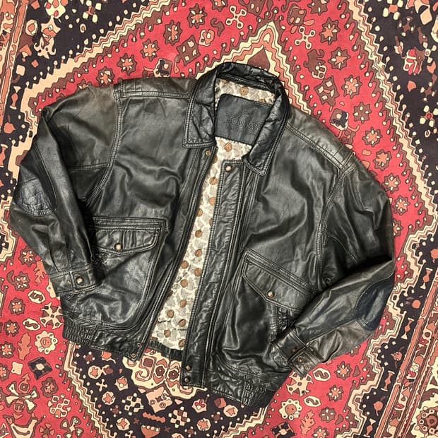 ( L-XL ) 가죽자켓 빈티비가죽 소가죽 밀리터리 워크웨어 봄버자켓