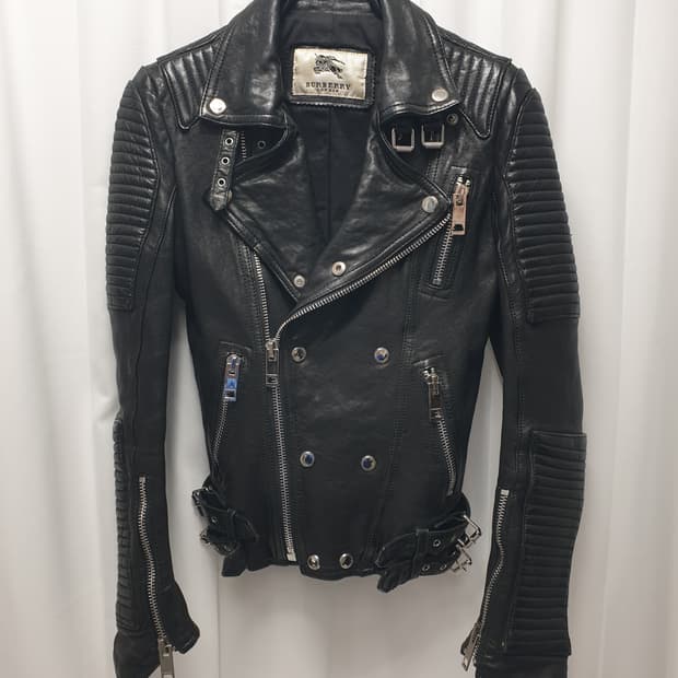 버버리 블랙 가죽 라이더 자켓 M