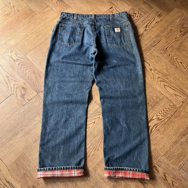 [34]칼하트 USA 체크 라이닝 워크 데님 팬츠