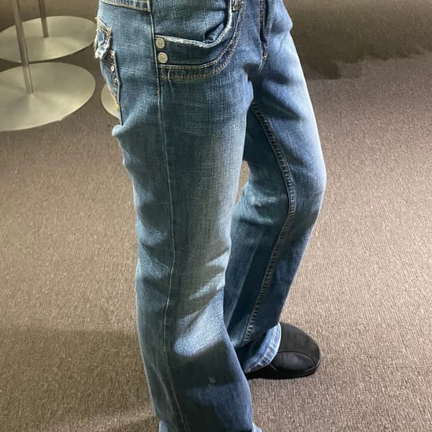 OS)Japanese vintage 여성 스터드 디테일 데님팬츠