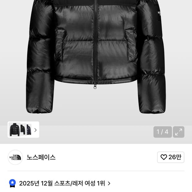 [85] 노스페이스 노벨티 눕시 RDS 다운자켓 BLACK(NJ1DR85