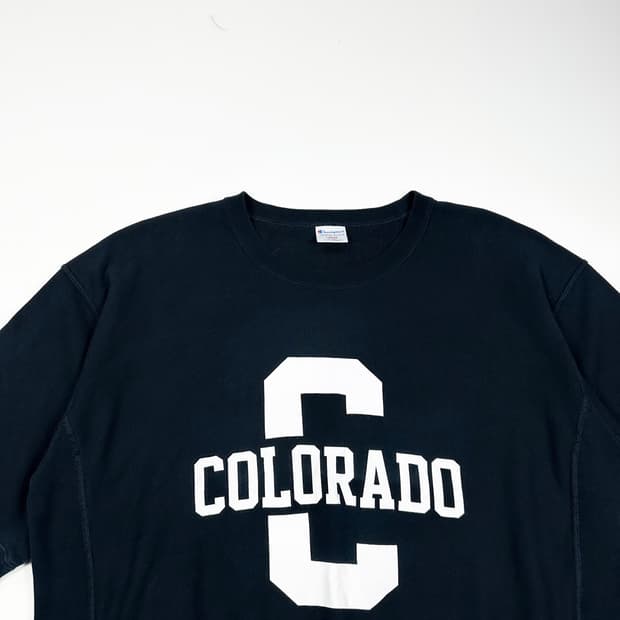 챔피온 리버스위브 콜로라도 블랙 반팔 맨투맨 (L)