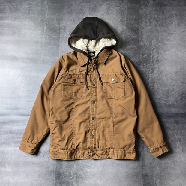 TRADESMAX 빈티지 카멜 셰르파안감 후드 코튼자켓