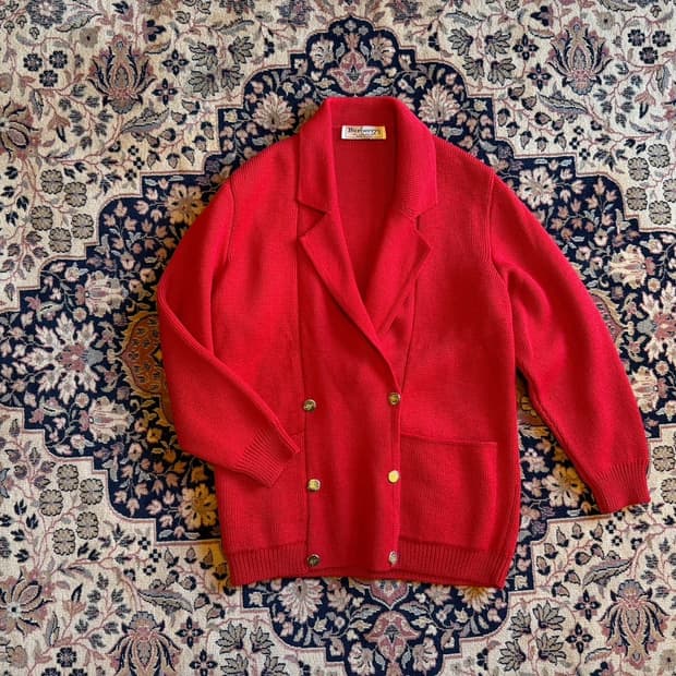 버버리 이탈리아 메이트 80s 금장 가디건 여성66-77