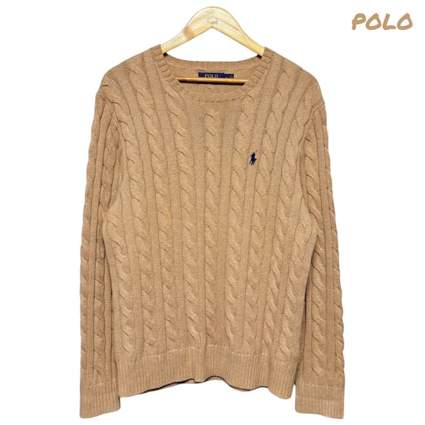 3773 폴로 랄프로렌 브라운 꽈베기 케이블니트