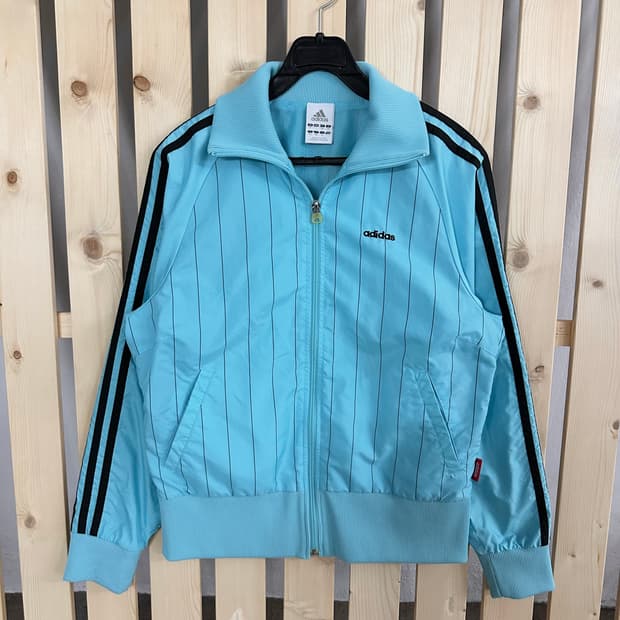 (S) 아디다스 스카이블루 스트라이프 바람막이 자켓