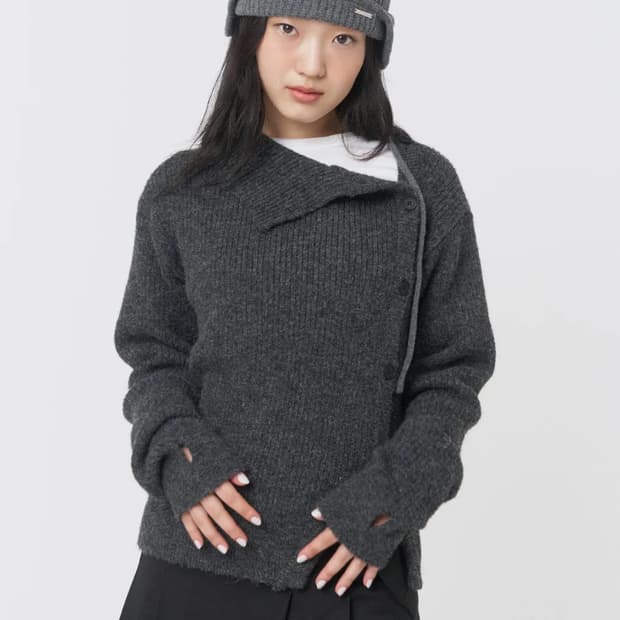 미세키서울 Side button knit CHARCOAL