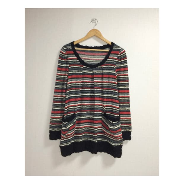 빈티지 컬러풀 셔링 니트 튜닉