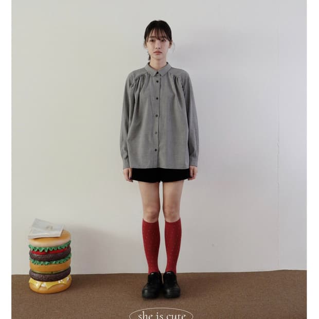 쉬이즈큐트 체크 제인셔츠 블랙 팝니다