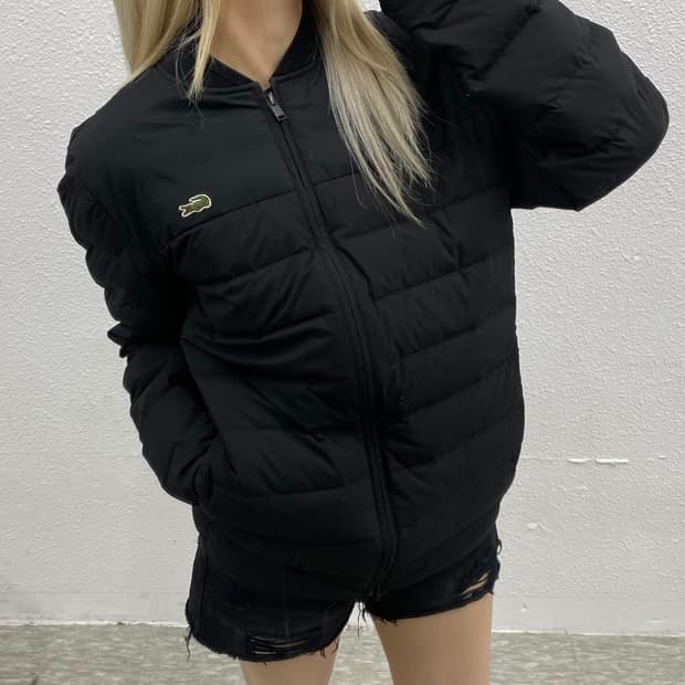 라코스테 자수로고 블랙 경량 패딩 L
