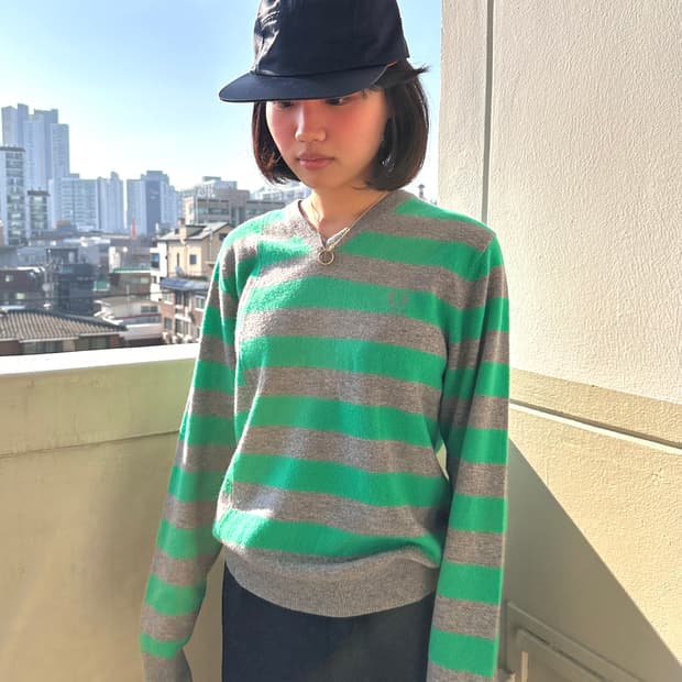 12SS 프레드페리 X CDG V넥 니트