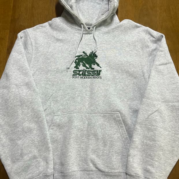 스투시 모던 라이온 후드티 그레이
